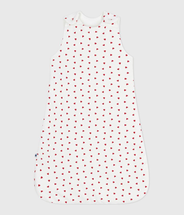 Saco de terciopelo para beb&eacute; con estampado de corazones TOG 3 blanco/rojo