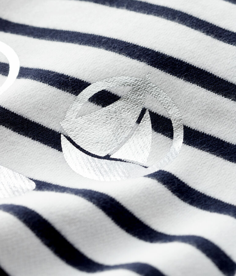 Sudadera de mulet&oacute;n para beb&eacute; ni&ntilde;a blanco/azul