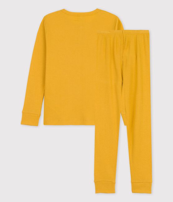 Pijama liso de algodón y lyocell infantil unisex amarillo OCRE