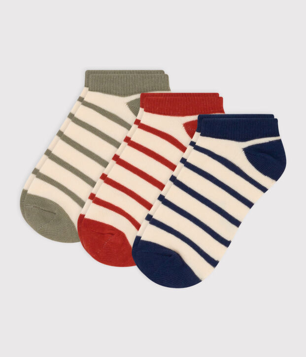 Juego de 3 pares de calcetines de punto de algod&oacute;n con rayas para ni&ntilde;os multicolor