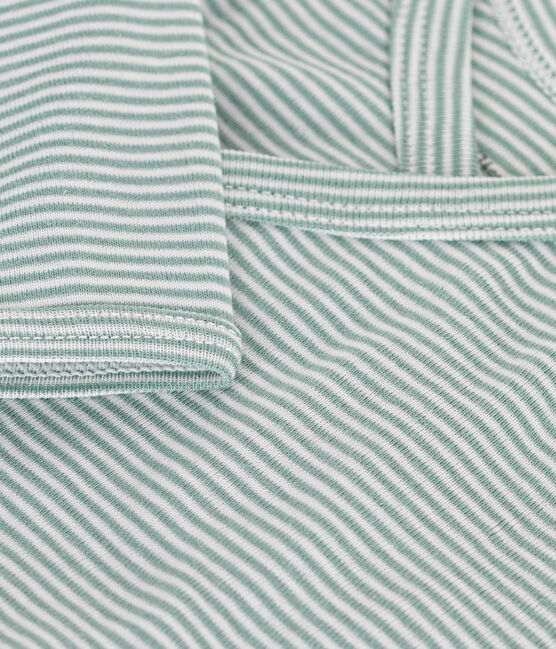 Bodi cruzado de manga larga de algodón para bebé azul PAUL/blanco MARSHMALLOW