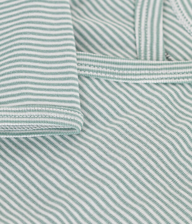 Bodi cruzado de manga larga de algod&oacute;n para beb&eacute; verde/blanco