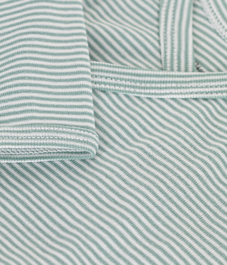 Bodi cruzado de manga larga de algod&oacute;n para beb&eacute; verde/blanco