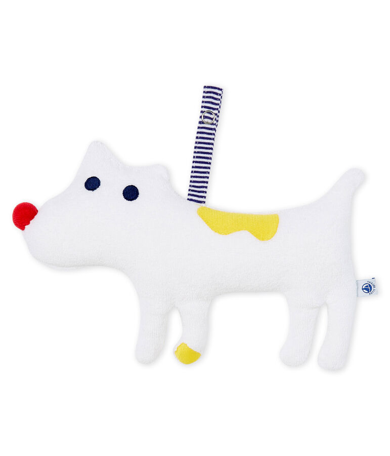 Doudou porta chupete para beb&eacute; ni&ntilde;o en toalla de rizo blanco MARSHMALLOW