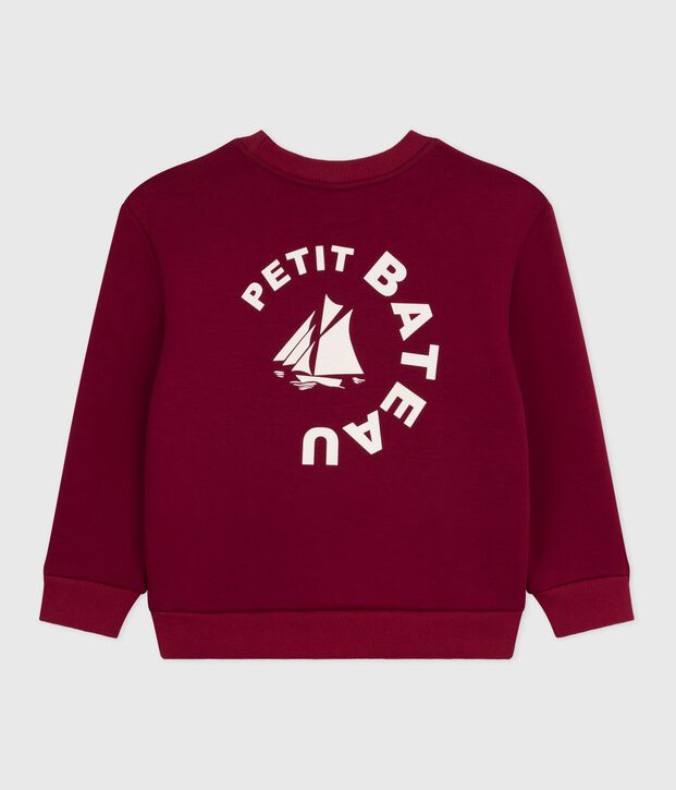 Sudadera infantil lisa de algod&oacute;n rojo