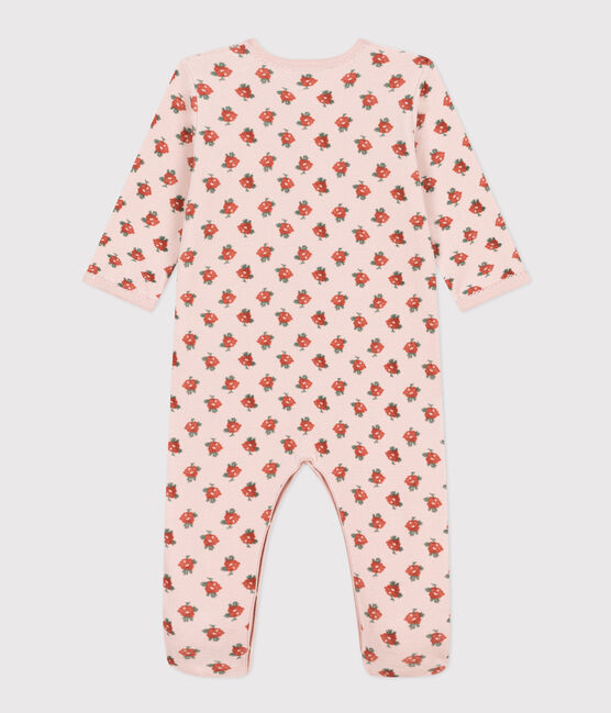 Pijama de terciopelo con flores rosa SALINE/blanco MULTICO