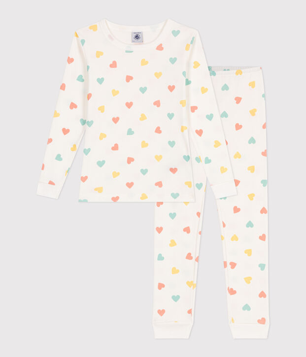 Pijama infantil muy ajustado en algod&oacute;n estampado blanco/multicolor