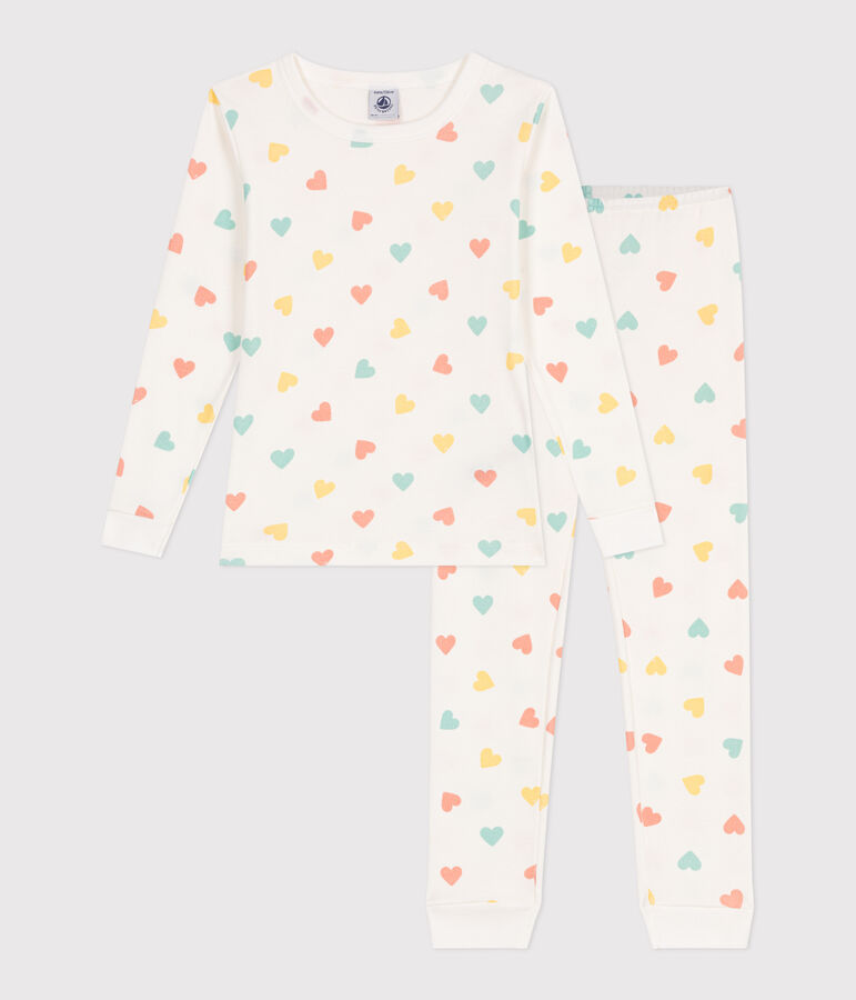 Pijama infantil muy ajustado en algod&oacute;n estampado blanco/multicolor