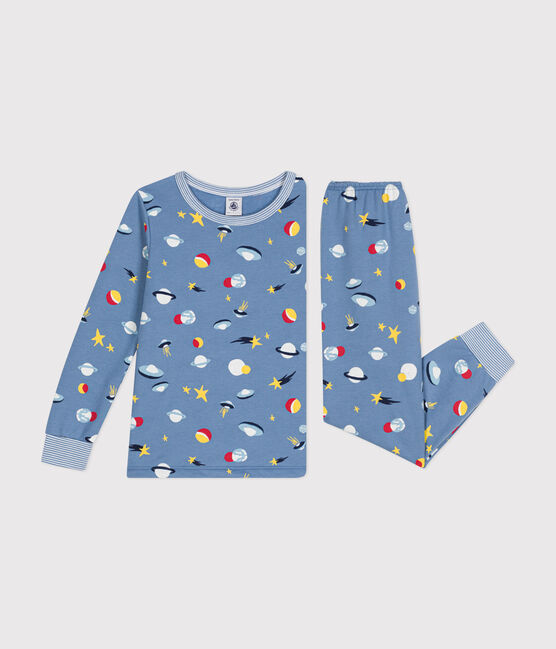 Pijama infantil de felpa cepillada con estampado espacial azul BEACH/ MULTICO
