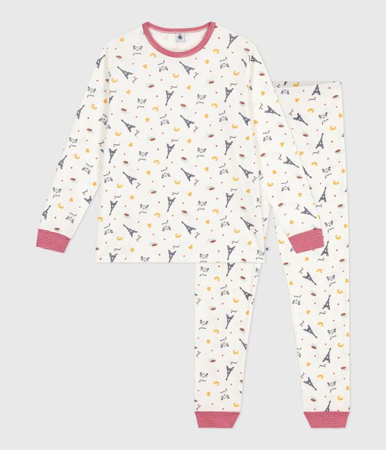 Pijama infantil de algodón con estampado de París blanco MARSHMALLOW/blanco MULTICO