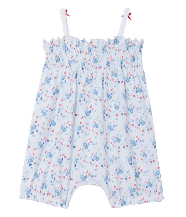 Mono corto estampado para beb&eacute; ni&ntilde;a blanco/azul/multicolor