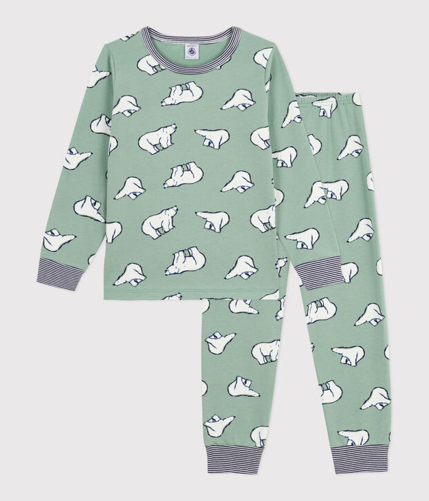 Pijama infantil de felpa con estampado de osos verde/multicolor