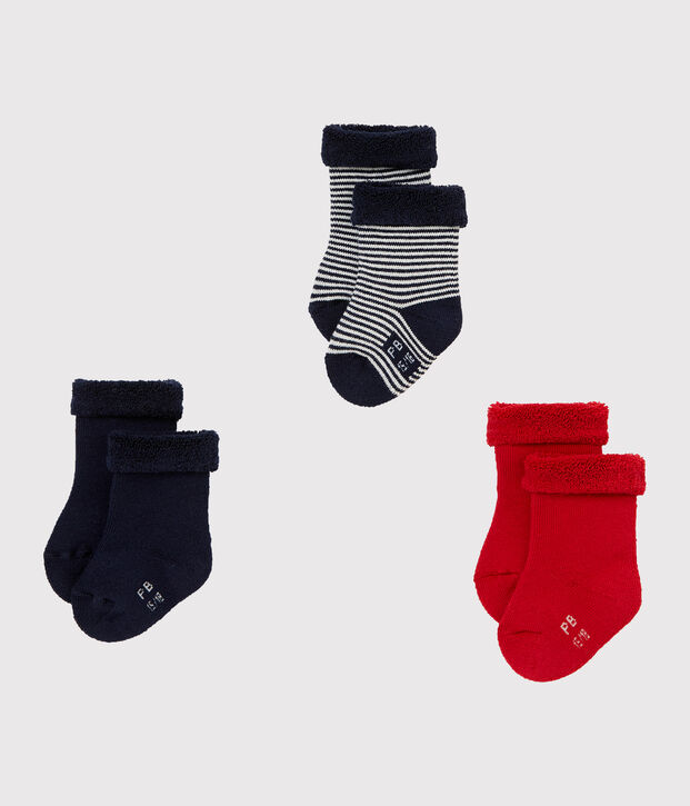 Lote de tres pares de calcetines mixtos de beb&eacute; multicolor