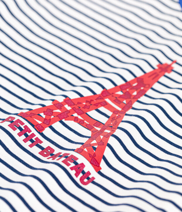 Camiseta Le Droit de algod&oacute;n con cuello redondo para mujer blanco/azul