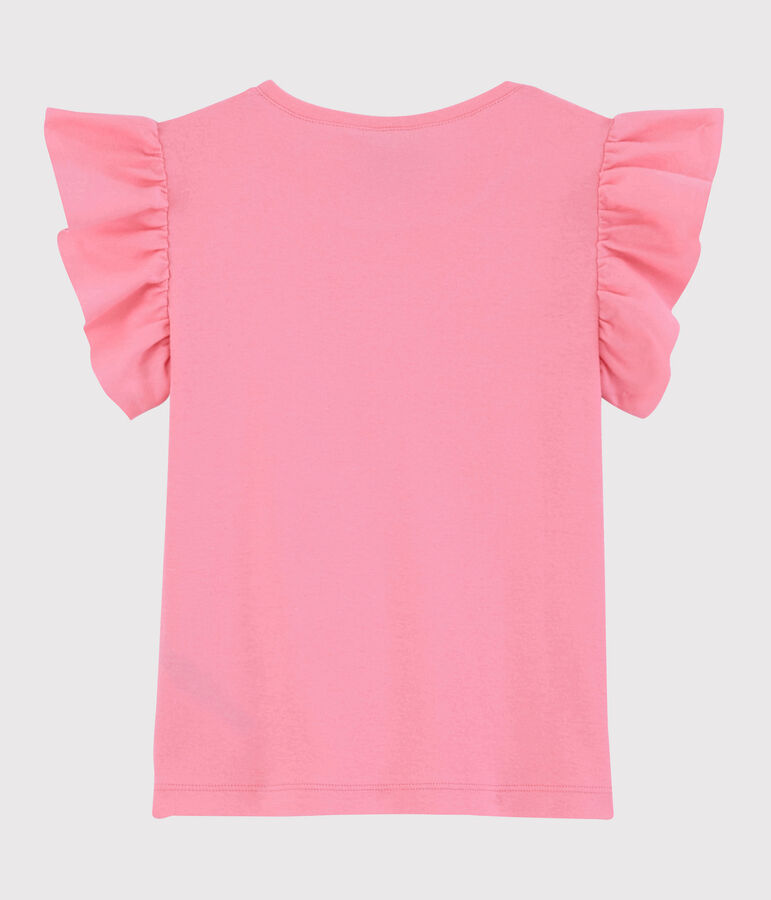 Camiseta de manga corta de algod&oacute;n de ni&ntilde;a rosa