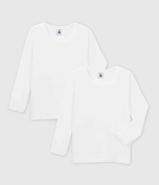 Lote de 2 camisetas blancas de manga larga de niña variante 1