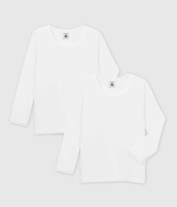 Lote de 2 camisetas blancas de manga larga de ni&ntilde;a multicolor