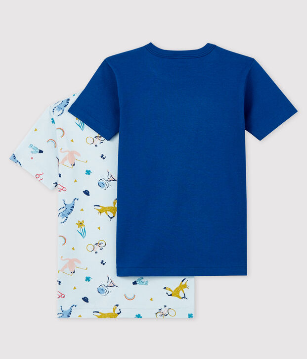 Juego de 2 camisetas de manga corta con animales yoga de ni&ntilde;o peque&ntilde;o multicolor