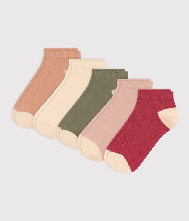 Juego de 5 pares de calcetines lisos de punto de algod&oacute;n para ni&ntilde;os multicolor