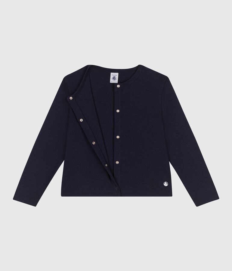 C&aacute;rdigan infantil de algod&oacute;n liso azul