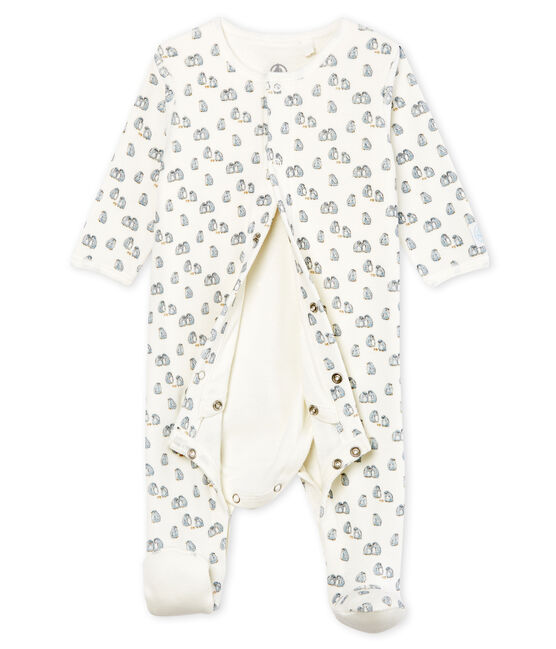 Bodyjama para bebé niño de terciopelo blanco MARSHMALLOW/blanco MULTICO