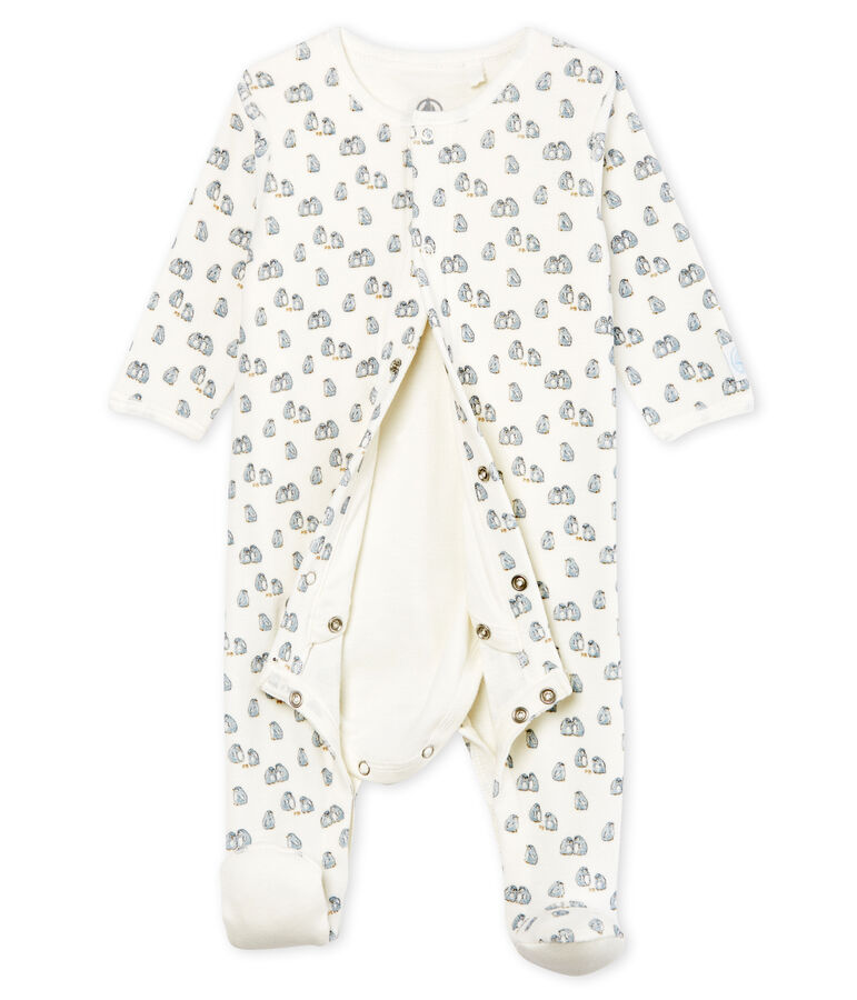 Bodyjama para beb&eacute; ni&ntilde;o de terciopelo blanco MARSHMALLOW/blanco MULTICO