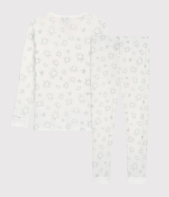 Pijama snugfit con estampado de estrellas con purpurina de niña de algodón blanco MARSHMALLOW/blanco MULTICO