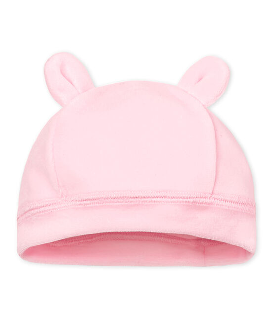 Gorro nacimiento de terciopelo para bebé unisex rosa VIENNE