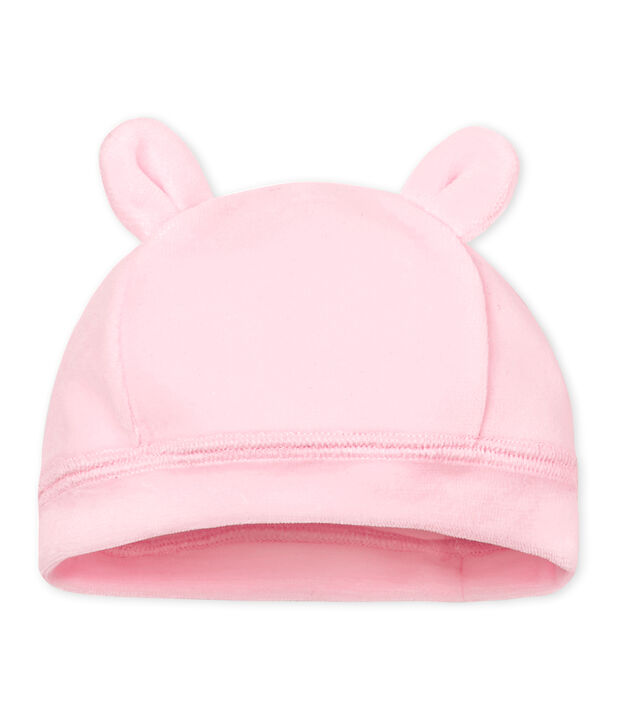 Gorro nacimiento de terciopelo para beb&eacute; unisex rosa