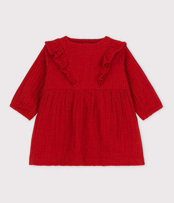 Vestido de gasa de algodón de manga larga para bebé STOP