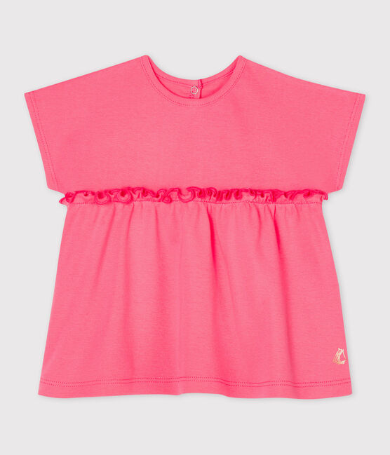 Blusa de manga corta lisa para bebé niña rosa CUPCAKE