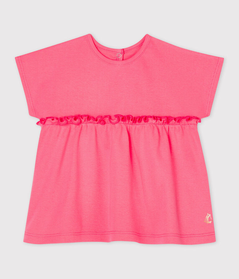 Blusa de manga corta lisa para beb&eacute; ni&ntilde;a rosa