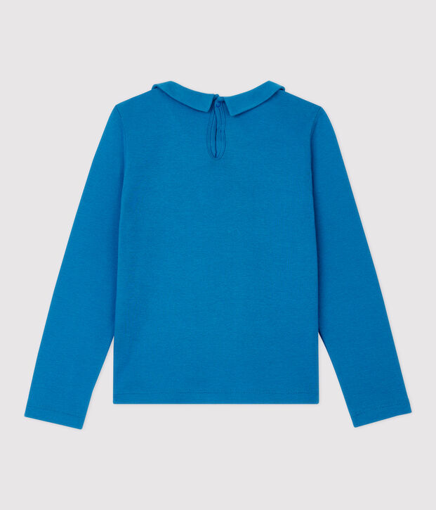 Camiseta de manga larga de algod&oacute;n de ni&ntilde;a azul