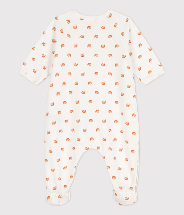 Pelele estampado de felpa para beb&eacute; blanco/marron