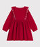 Vestido infantil liso de pana de manga larga rojo TERKUIT