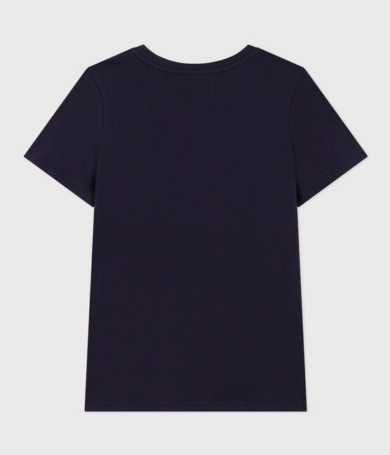 Camiseta LA RECTA de algodón con cuello redondo para mujer azul SMOKING