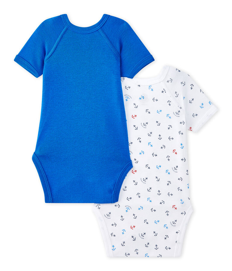 Lote de 2 bodies de primera puesta de manga corta para beb&eacute; ni&ntilde;o blanco