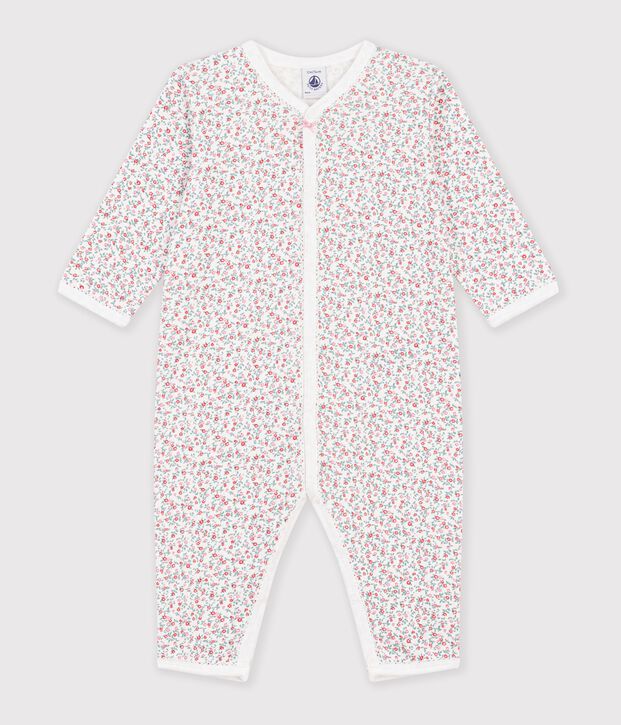 Pijama de algod&oacute;n sin pies para beb&eacute; con estampado floral blanco/multicolor
