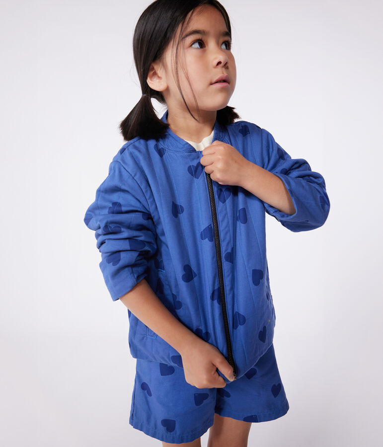 Chaqueta infantil de algod&oacute;n con corazones azul/azul