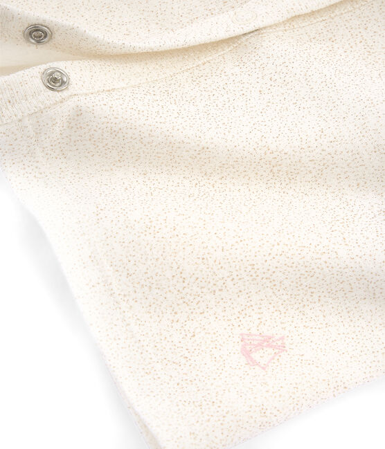 Cárdigan infantil para niña blanco MARSHMALLOW/rosa COPPER