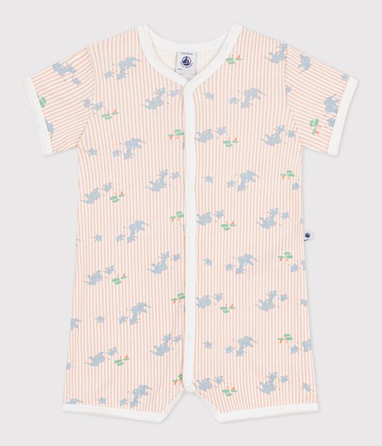 Pelele corto de algodón con estampado de animales para bebé blanco MARSHMALLOW/blanco MULTICO