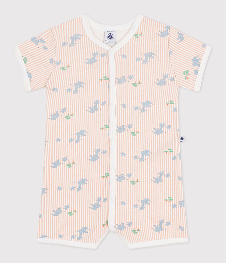 Pelele corto de algod&oacute;n con estampado de animales para beb&eacute; blanco/multicolor