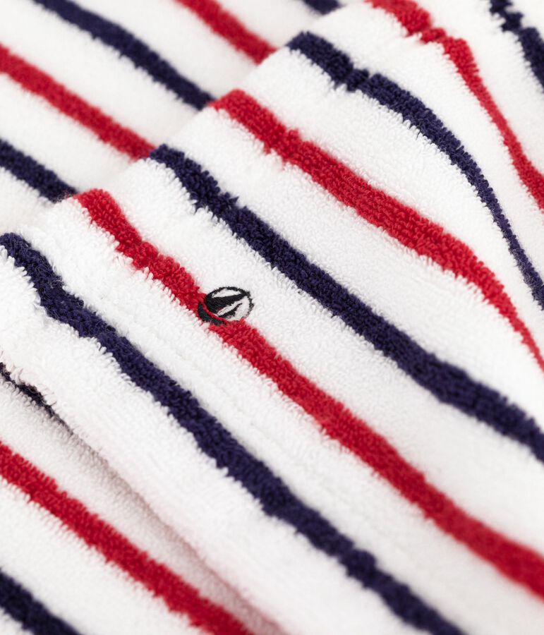 Capa de ba&ntilde;o de rizo a rayas para beb&eacute; blanco/multicolor