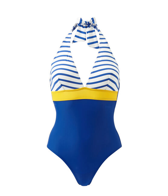 Bañador de 1 pieza para mujer blanco MARSHMALLOW/azul PERSE/ MULTICO