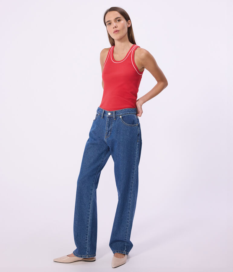 Camiseta lisa de tirantes de algod&oacute;n para mujer rojo