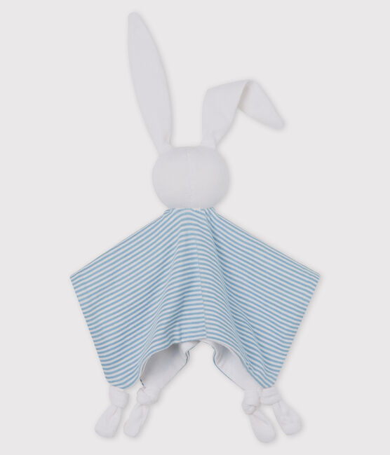 Peluche de punto, el emblemático tejido de Petit Bateau. azul ACIER/blanco MARSHMALLOW