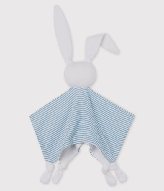 Peluche de conejo para bebé de algodón azul ACIER/blanco MARSHMALLOW