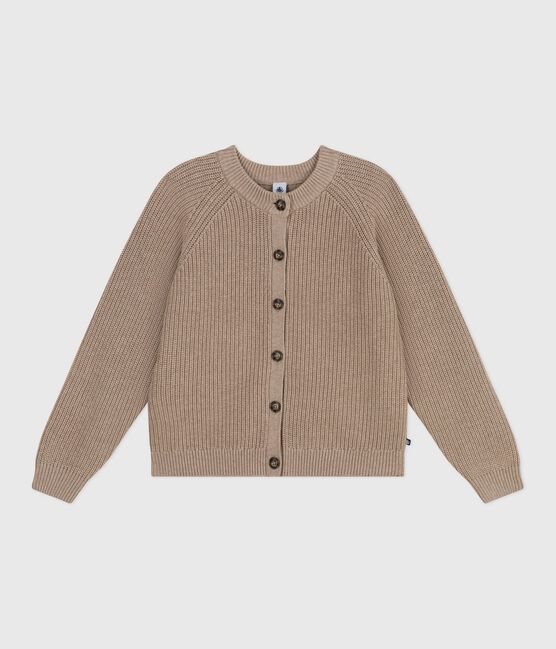 Cárdigan liso de lana y algodón para mujer marron ROCHE