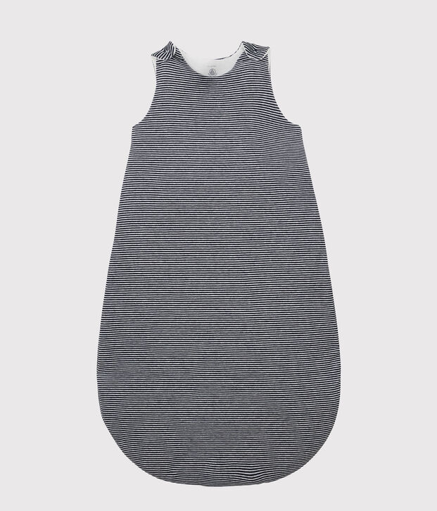 Saco a rayas de beb&eacute; de terciopelo de algod&oacute;n org&aacute;nico azul/blanco