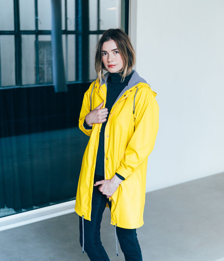 Chubasquero parka para mujer amarillo